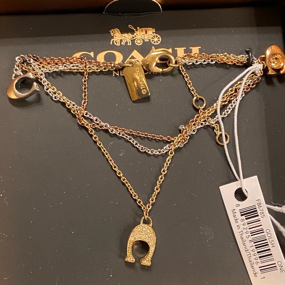 Coach Gold Silver Rose gold 3 Layer bracelet NWT - Picture 2 of 8